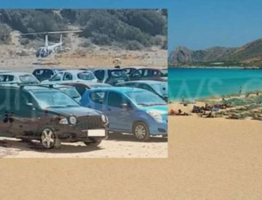 Η θεαματική άφιξη Ελβετού τραπεζίτη σε παραλία της Κρήτης με ελικόπτερο (βίντεο)